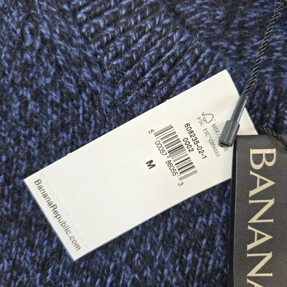 Banana Republic Sweater Mens M Blue‎ Crew Neck Pullover Chunky-Knit Wool Nylon